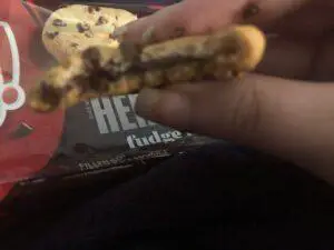 Chips Ahoy! Chewy Hershey's Fudge Filled Chocolate Chip Cookies inside