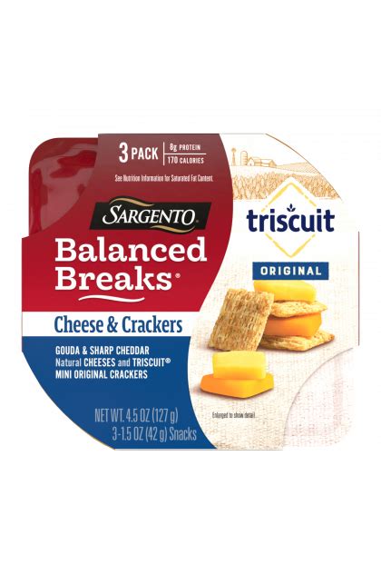 Sargento Balanced Breaks Cheese And Crackers Gouda And Sharp Cheddar Cheeses And Triscuit Mini Original Crackers