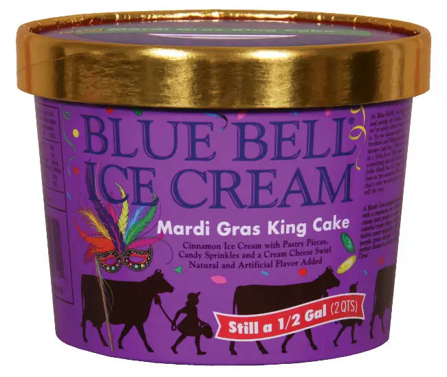 Blue Bell Mardi Gras King Cake ice cream
